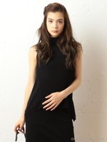 ヘムニットトップス/ブラック