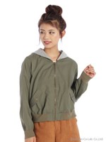 フード付ブロードブルゾン/ミドリ