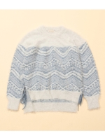 ワンカラージャガードプルオーバー/ブルー