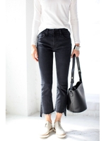【AZUL by moussy】フレイドヘムクロプトフレアデニム/L/BLK
