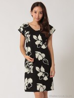 フラワープリントワンピ/ブラック