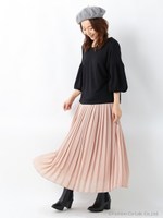 シフォンプリーツ/SK/ライトブラウン