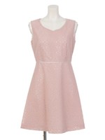 フロッキーレースフィット＆フレアワンピース/ピンク