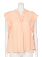 【Marie Hill】袖フリルブラウス/ピンク