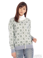 アガベパターンプリントニットカーディガン/ベージュ