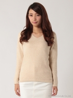 ミニモールVネックニット/イエロー