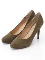 アーモンドトゥスエードプレーンパンプス/KHAKI