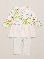 レインガーデンフラワープリントチュニックカバーオール/ブルー