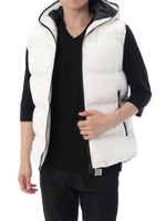 【AZUL by moussy】ウォッシュアウトナイロン中綿ベスト/WHT