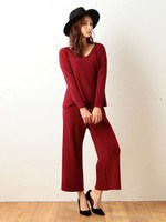 リブニットセットアップ/ブラウン