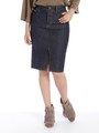 11.5ozセルビッチストレッチDENIM 膝丈スカート/インディコ