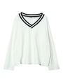 LINE V-NECK L/S TEE/ホワイト