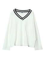 LINE V-NECK L/S TEE/ホワイト