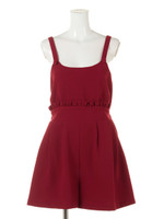 【Auntie Rosa】ジョーゼットフレアロンパース/RED