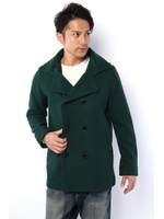 【AZUL by moussy】メルトンフード付きPコート/D/GRN