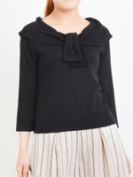 ネックリボンニット/レンガ