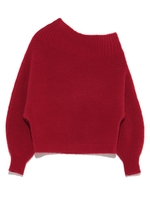 ワンショルダーニットプルオーバー/RED