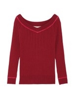 七分袖オフショルニットトップス/BLK