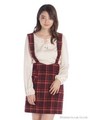 サスぺ付チェック柄タイトスカート/レッド
