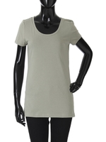 【WEB限定SALE 9/16 18:00?9/26 10:00】【AZUL by moussy】TC天竺ラウンドネック半袖プルオーバー/L/KHA