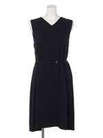 Dカンベルト付Aラインワンピース/ネイビー