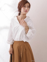 スキッパーバックボリュームブラウス/Ｄオレンジ