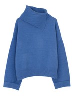 スリットタートルネックニットPO/ブルー