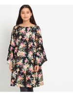 フラワープリントサテンワンピース/ブラウン(142)