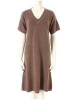 Vネックニットワンピース/ベージュ