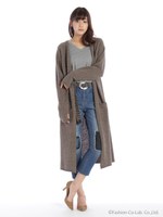 ラムウールニット ラグランスリーブ ロングガウン/ベージュ