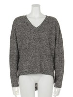 【LATINA】Vネックデザインリブニットトップス/GRY