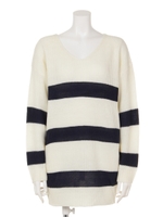 【LATINA】ボーダーニットチュニック/NVY