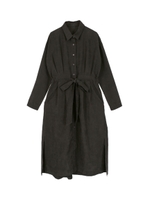 ウエストリボンシャツワンピース/ブラック