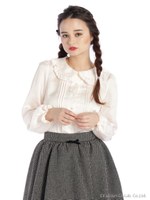 フリル×ピンタックサテンブラス/クリーム