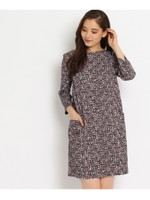 [L]ツイード調プリントワンピース/ブラック(119)