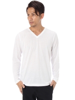 【AZUL by moussy】TC天竺長袖VネックT/BLK