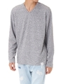 【AZUL by moussy】フクレJQDVネック長袖プルオーバー/T.GRY