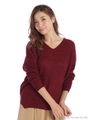 ふわふわざっくりニットＴＯＰＳ/レッド