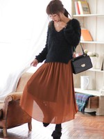 ニット×イヘレムスカートセット/ブラック