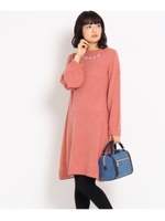 バルーン袖ビジューニットワンピース/チャコールグレー(014)