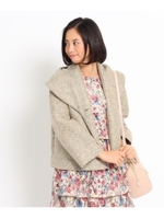 ボリューム衿ニットジャケット/ベージュ(052)