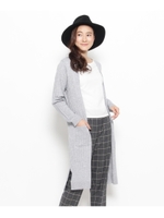 ワイドリブロングニットカーディガン/ライトグレー(011)