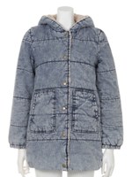 【ANAP】ケミカルデニム×ボア中綿ロングジャケット/BL