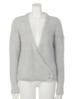 【sw】シャギーニットカシュクールカーディガン/グレー