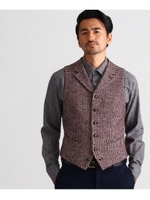 ソフト ハウンドトゥース 衿付きベスト/ボルドー(264)