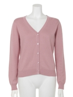 カシミア混ベーシックVカーデ/キャメル