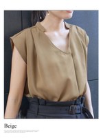 Ｖネックノースリーブトップス/テラコッタ