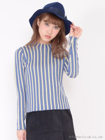 ジャガードストライププルオーバー/ネイビー