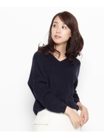 ドロップ袖Vネックニットプルオーバー/アイボリー(004)