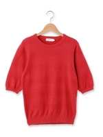 ボーダー編み柄ニットプルオーバー/マスタード(033)